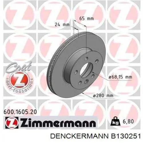 B130251 Denckermann freno de disco delantero