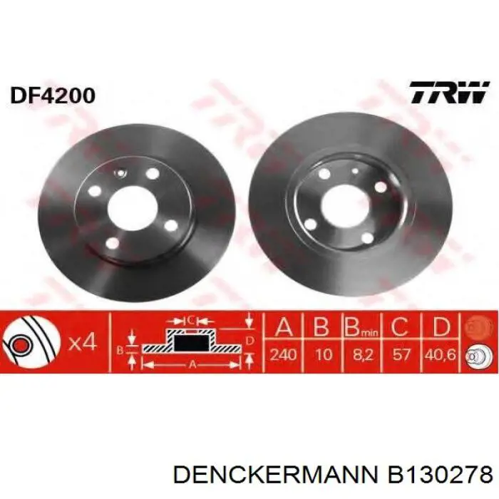 B130278 Denckermann disco de freno trasero