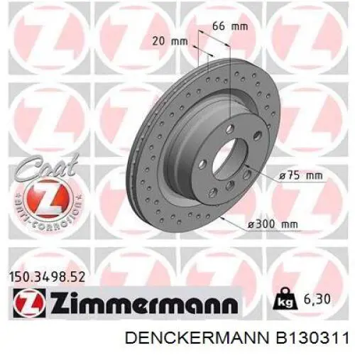 B130311 Denckermann disco de freno trasero