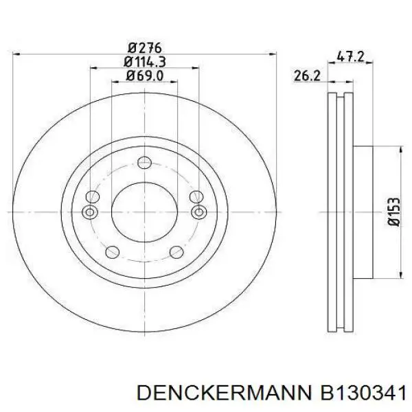 B130341 Denckermann disco de freno trasero