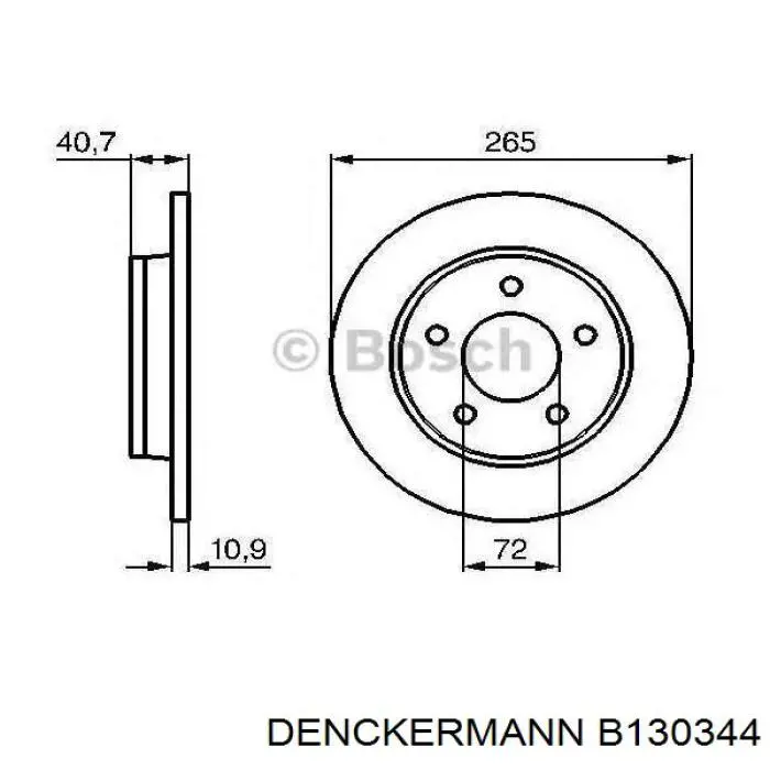 B130344 Denckermann disco de freno trasero