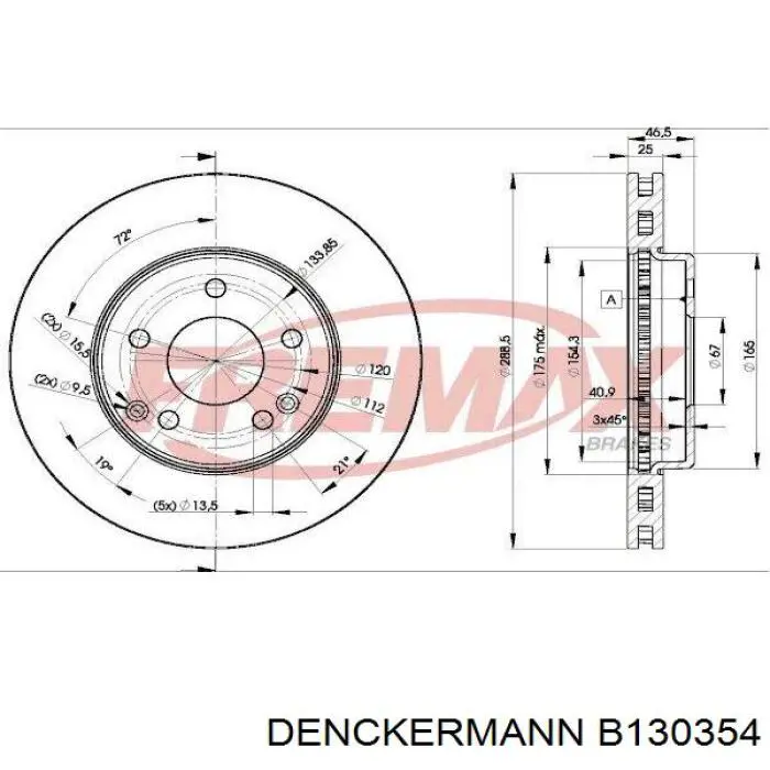 B130354 Denckermann disco de freno delantero