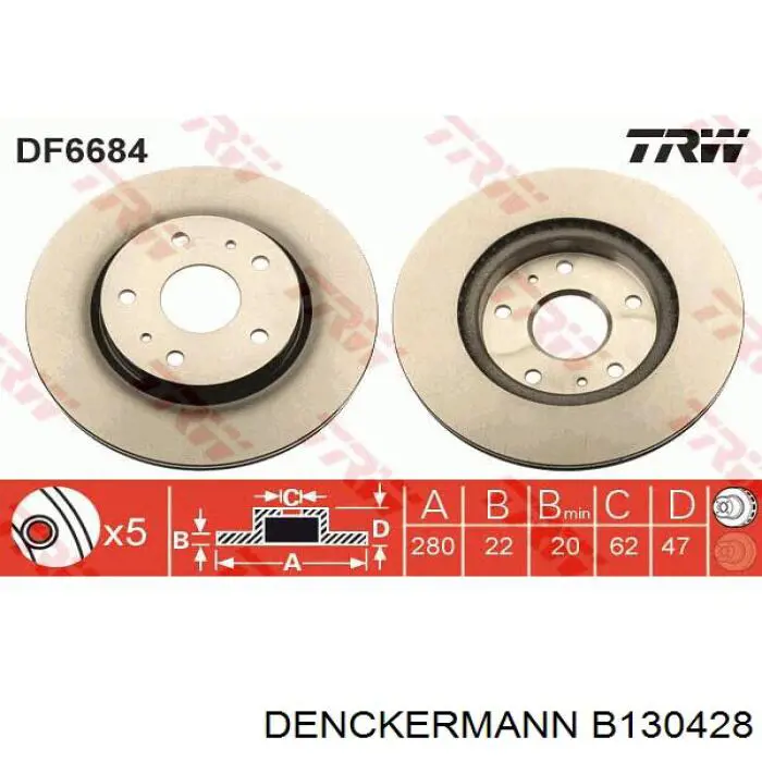 B130428 Denckermann freno de disco delantero