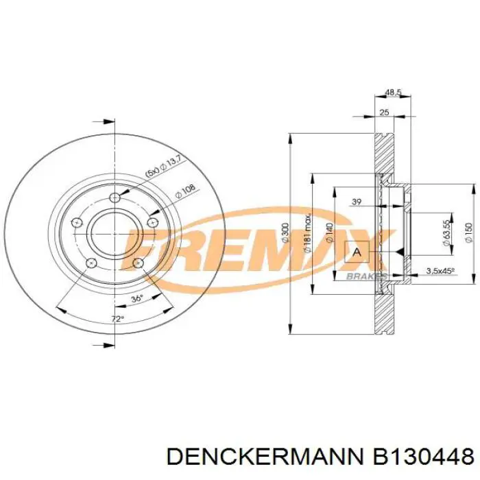Freno de disco delantero Volvo V40 525, 526