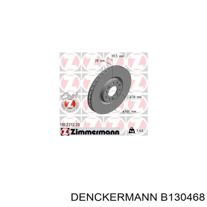 Comprar B130468 Denckermann Freno de disco delantero