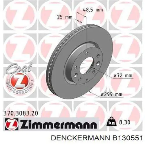 B130551 Denckermann freno de disco delantero