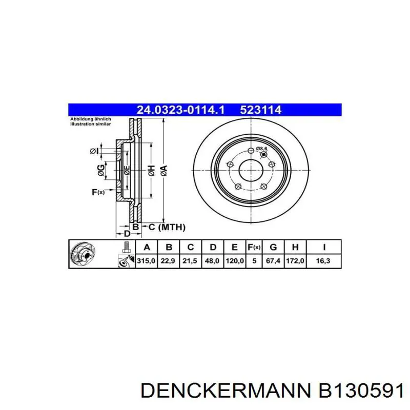 B130591 Denckermann disco de freno trasero