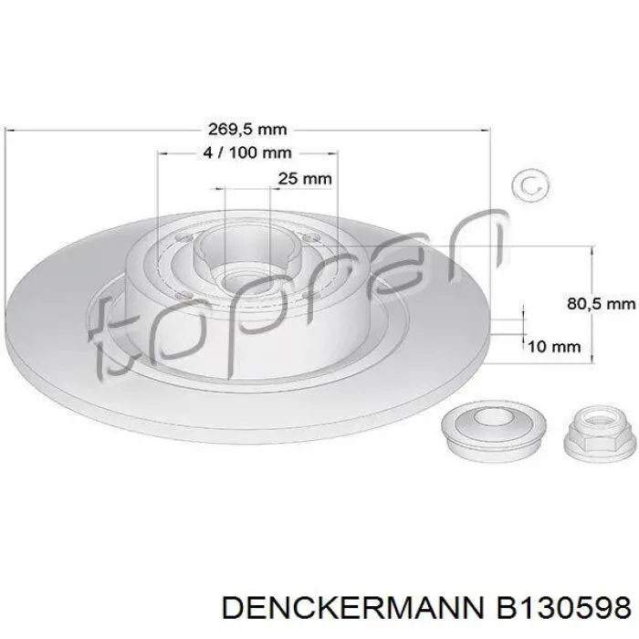 B130598 Denckermann disco de freno trasero