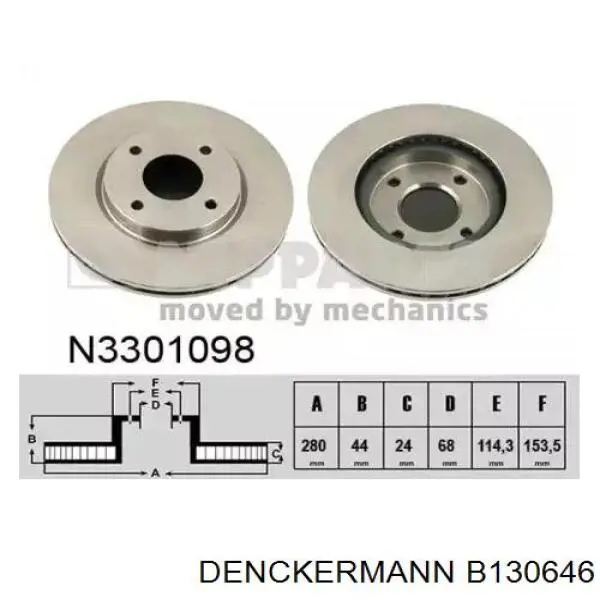 Comprar B130646 Denckermann Freno de disco delantero