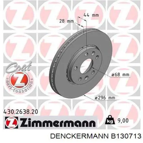 B130713 Denckermann freno de disco delantero