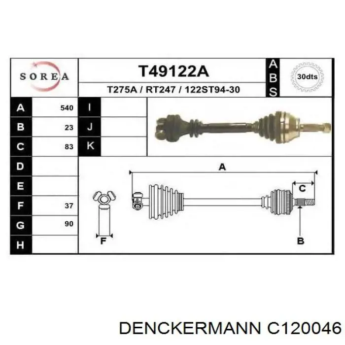 Junta homocinética exterior delantera Maxgear 490203