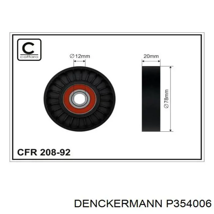 P354006 Denckermann rodillo, correa trapecial poli v