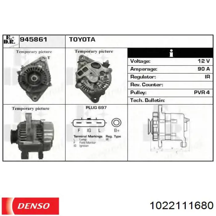 1022111680 Denso alternador