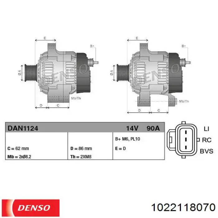 102211-8070 Denso alternador