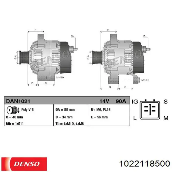 1022118500 Denso alternador