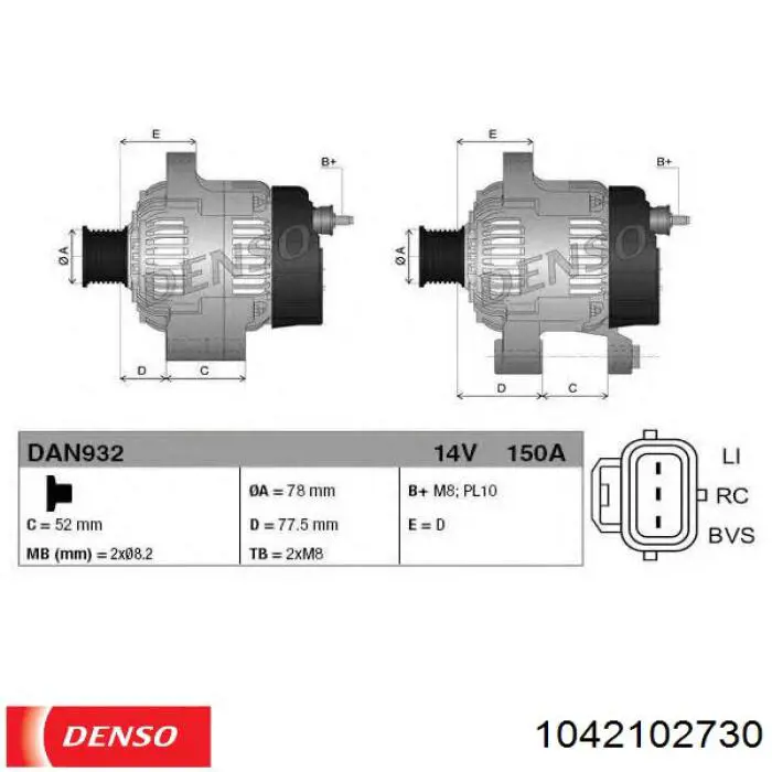 1042102730 Denso alternador