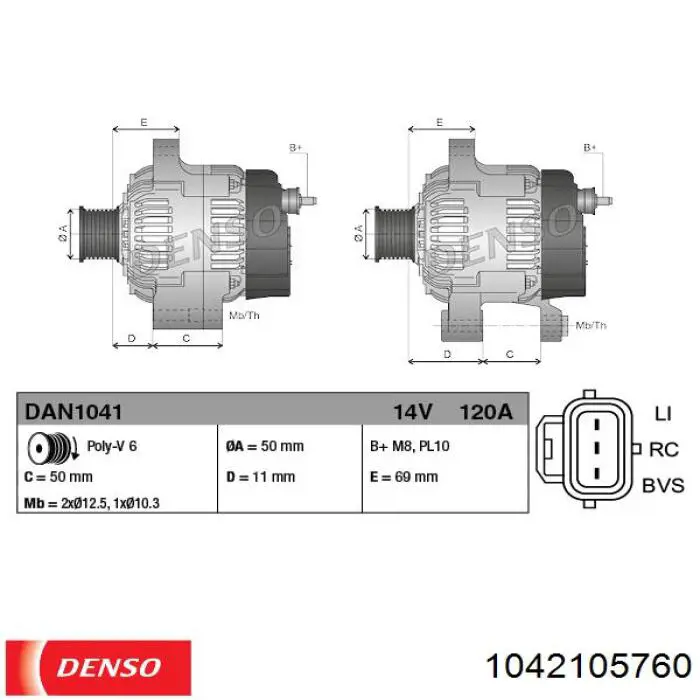 1042105760 Denso alternador