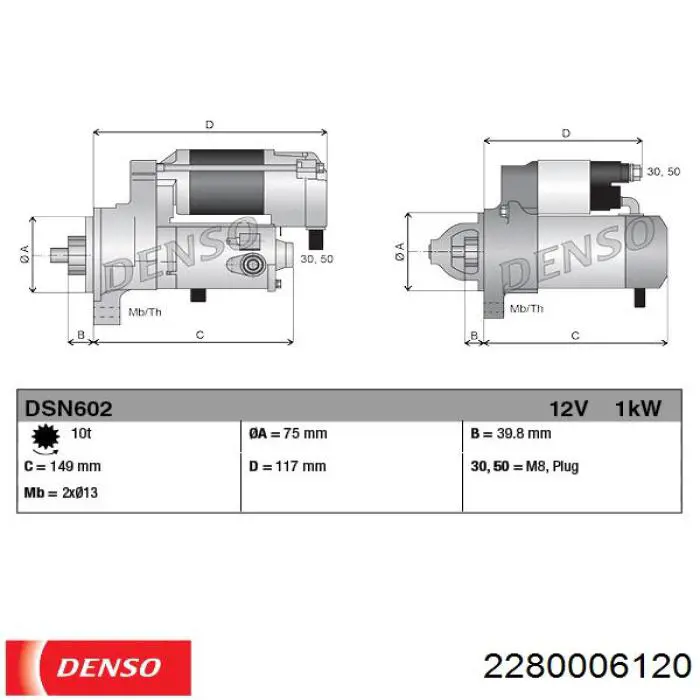 2280006120 Denso motor de arranque