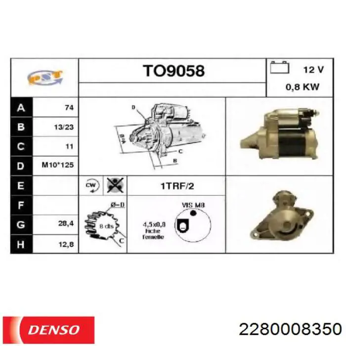 2280008350 Denso motor de arranque