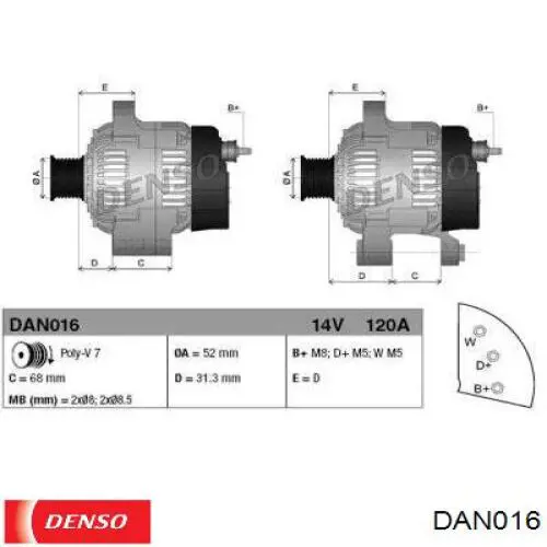 DAN016 Denso alternador