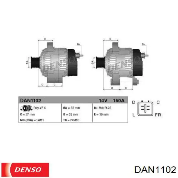 Alternador del motor Denso DAN1102 precio, desde 249,24 EUR