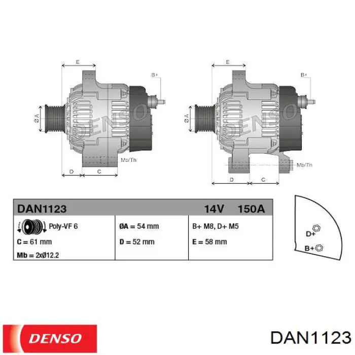 Alternador DAN1123 Denso