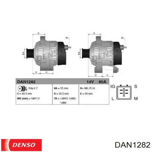 Alternador del motor Denso DAN1282 precio, desde 422,41 EUR