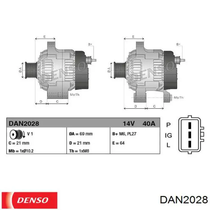 DAN2028 Denso alternador