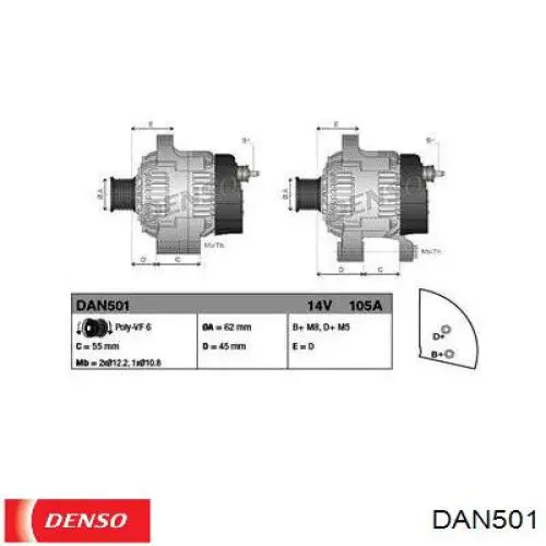 Alternador DAN501 Denso