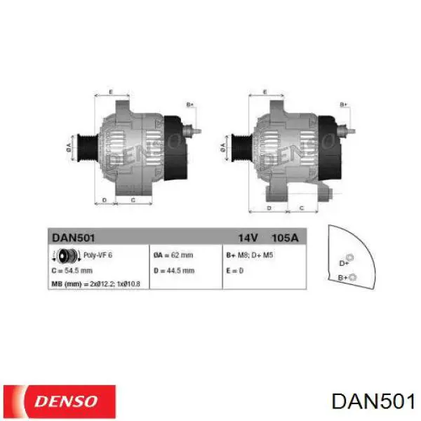 DAN501 Denso Alternador de coche