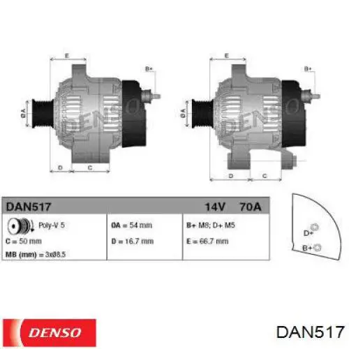 DAN517 Denso Alternador de coche