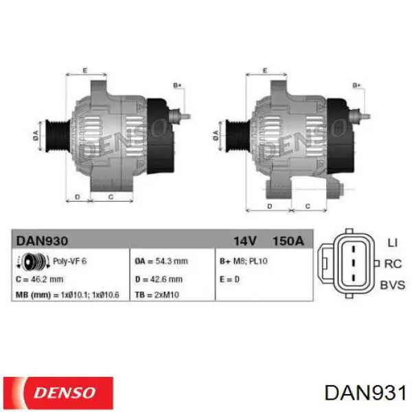 Alternador DAN931 Denso
