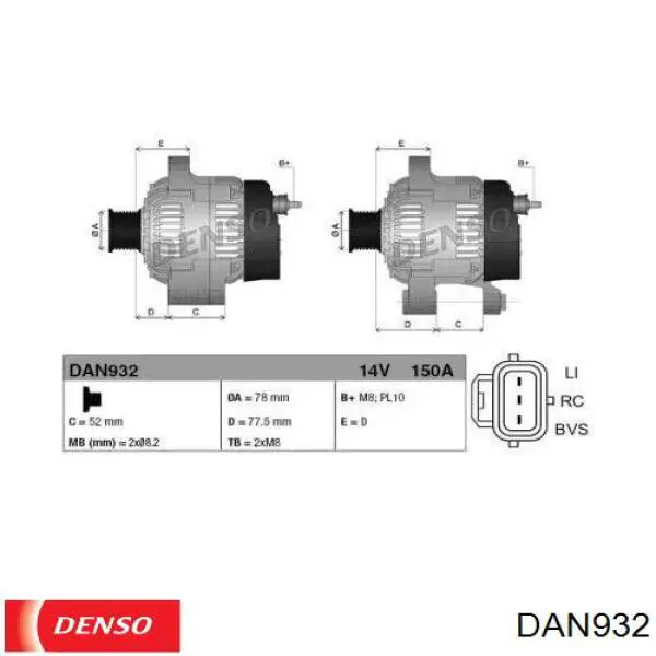 DAN932 Denso Alternador de coche