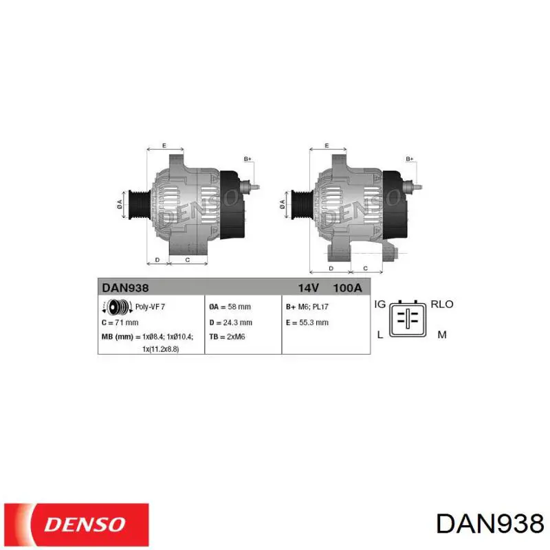 DAN938 Denso Alternador de coche