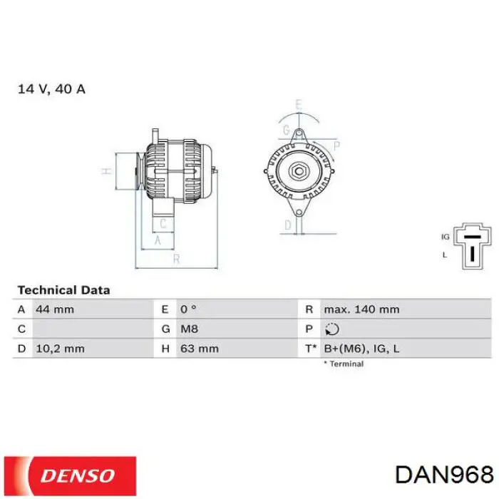 DAN968 Denso alternador