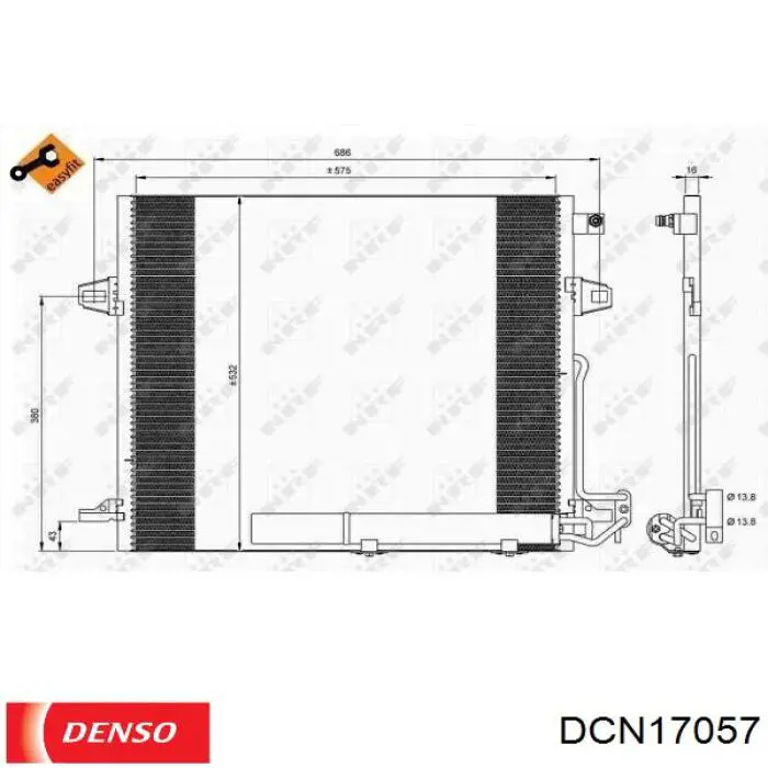 DCN17057 Denso condensador aire acondicionado