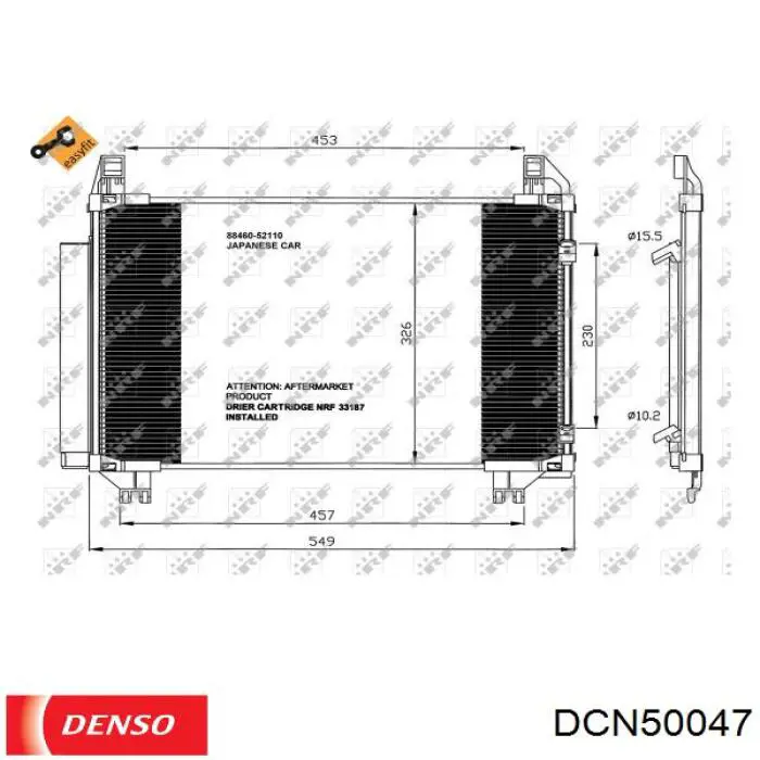 DCN50047 Denso condensador aire acondicionado