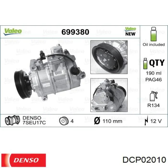 DCP02010 Denso compresor de aire acondicionado