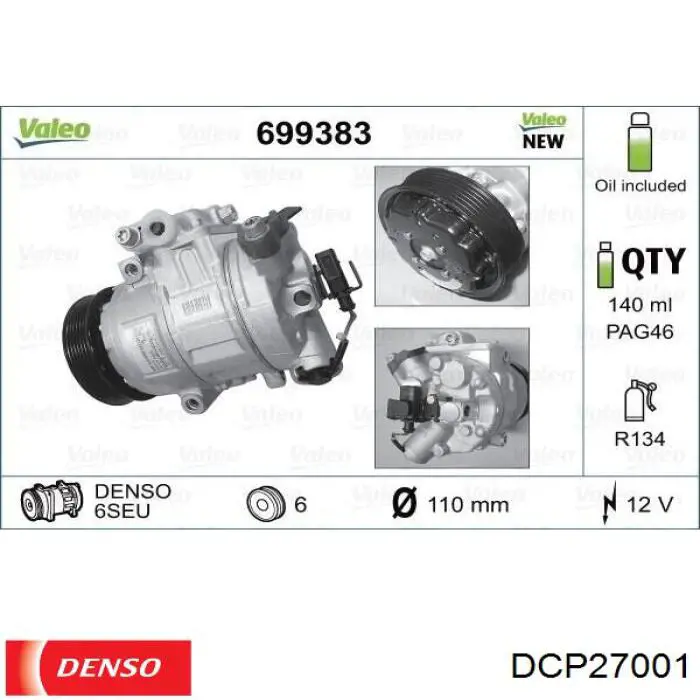 Comprar DCP27001 Denso Compresor de aire acondicionado coche