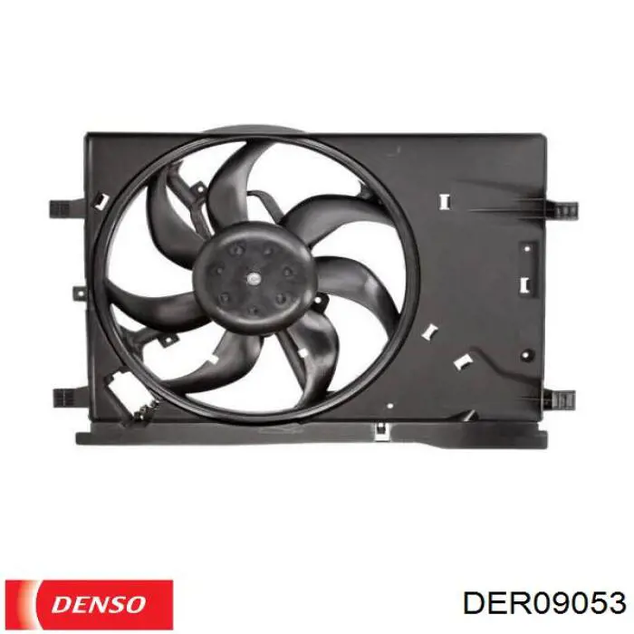 DER09053 Denso difusor de radiador, ventilador de refrigeración, condensador del aire acondicionado, completo con motor y rodete