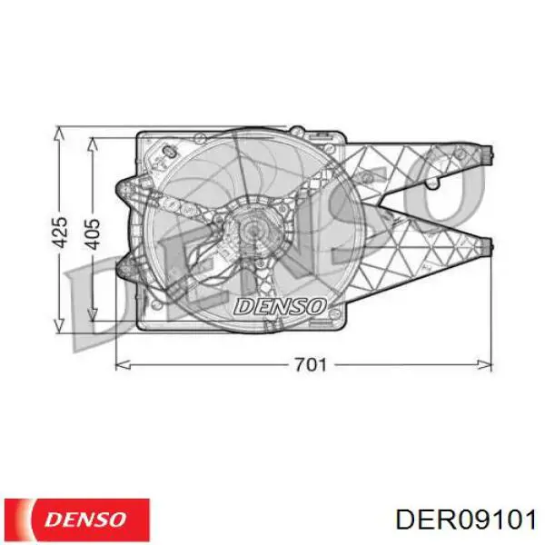 DER09101 Denso difusor de radiador, ventilador de refrigeración, condensador del aire acondicionado, completo con motor y rodete