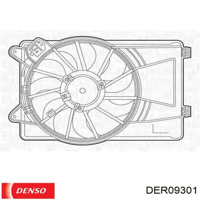 DER09301 Denso difusor de radiador, ventilador de refrigeración, condensador del aire acondicionado, completo con motor y rodete