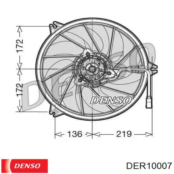 DER10007 Denso difusor de radiador, ventilador de refrigeración, condensador del aire acondicionado, completo con motor y rodete