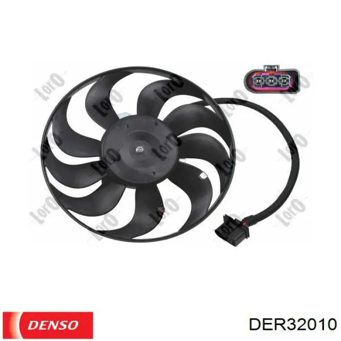 DER32010 Denso difusor de radiador, ventilador de refrigeración, condensador del aire acondicionado, completo con motor y rodete