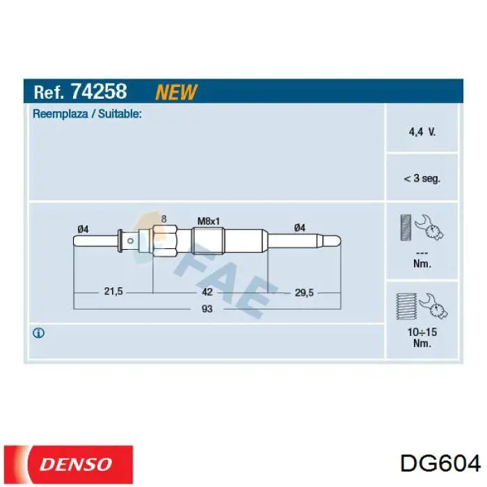 Bujía de incandescencia Chevrolet Cruze J300