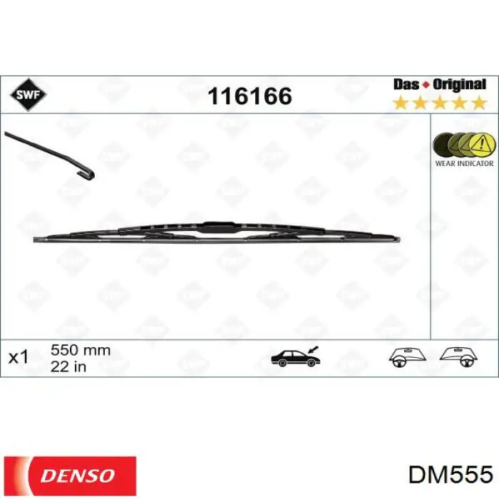 DM-555 Denso limpiaparabrisas de luna delantera conductor