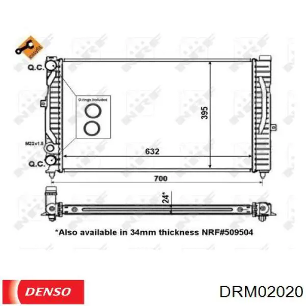 Radiador de água Denso DRM02020