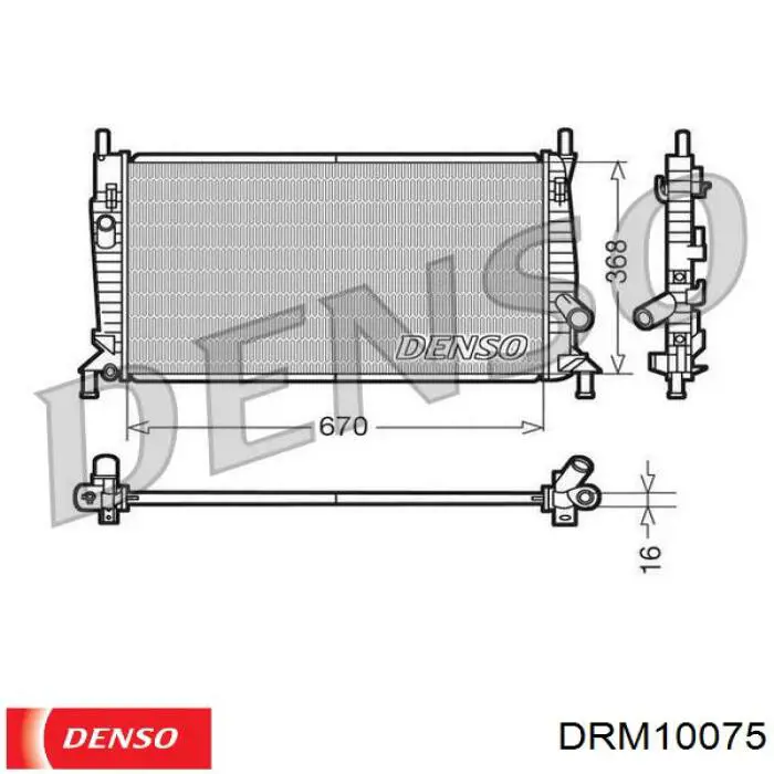 DRM10075 Denso radiador