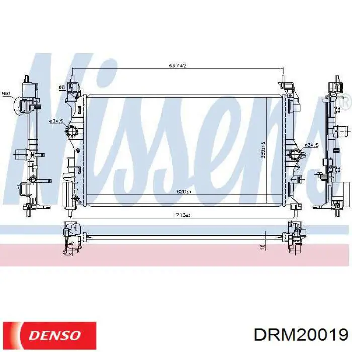 DRM20019 Denso radiador refrigeración del motor