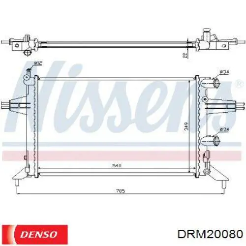 DRM20080 Denso radiador refrigeración del motor